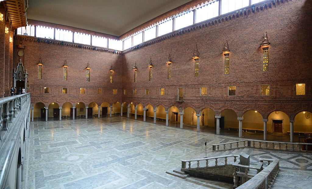 Panorama of Blå hallen (Blue Hall), the place of the Nobel Price banquet - Stockholms stadshus (24763390341)