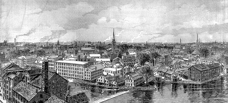 Pawtucket in 1886 viewed from the steeple of the Pawtucket Congregational Church