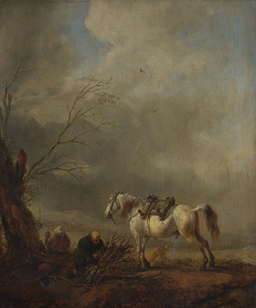 File:Philips Wouwerman - A White Horse, and an Old Man binding Faggots (1650s).jpg