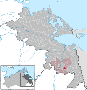 Poziția Polzow pe harta districtului Vorpommern-Greifswald