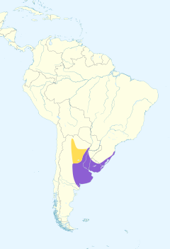       Distribución del pechu mariellu mozu n'América del Sur