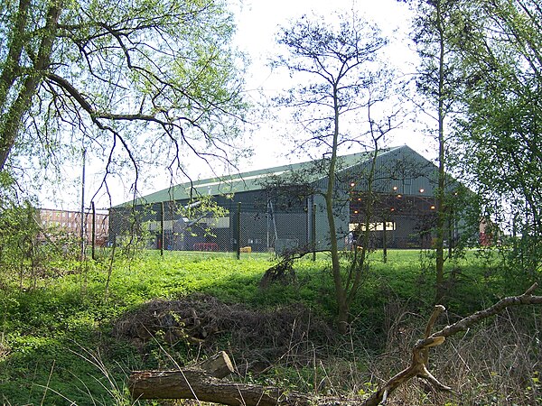 The 311 hangar at RAF Northolt used for filming the jet stunt scene