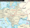 Nuvarande och planerade gasledningar från Ryssland till Västeuropa