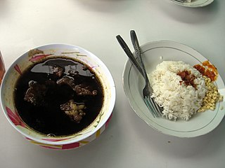 <span class="mw-page-title-main">Rawon</span> Indonesian beef soup dish