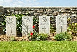 Tombes de quatre soldats tombés le 13 novembre 1916.