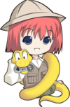 Ren'Py's mascot, Eileen, surrounded by a Python.[1]