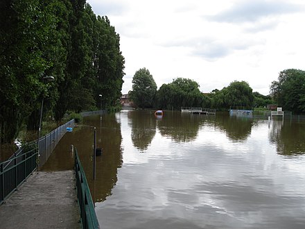Flooding in King's Park, in Retford as a result of the River Idle overtopping its banks, taken on 27 June