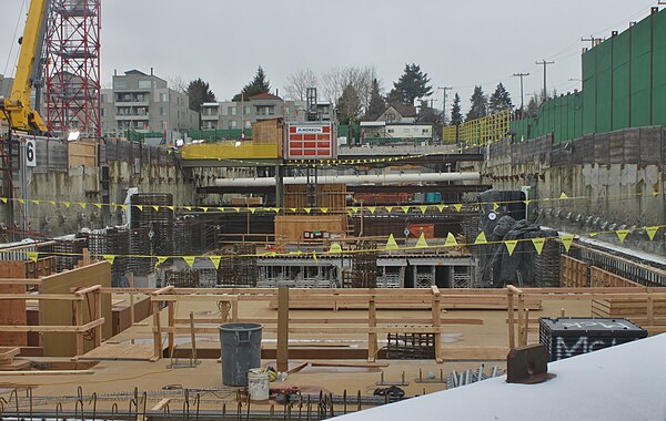 Station construction in February 2018