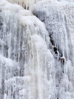 Ice created by runoff water on a steep cliff in Lysekil