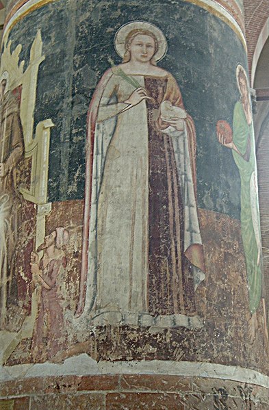 File:San Nicolò, interno, affresco su colonna (Treviso).JPG