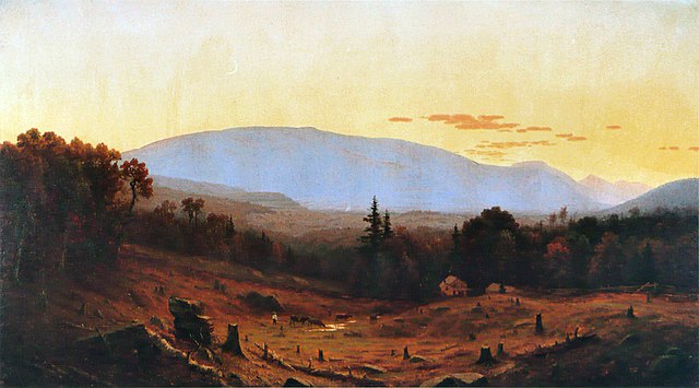 Hunter Mountain, Twilight (1866) by Hudson River School artist Sanford Robinson Gifford, showing the devastation wrought by years of tanbarking and lo