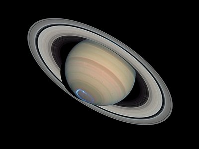 Polar auroras on Saturn! False-color image of UV auroras