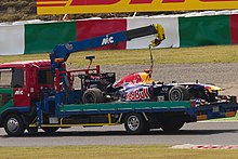 Foto do carro danificado de Sebastian Vettel em Suzuka