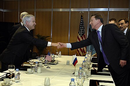 Former CIA director Robert Gates meets with Russian Minister of Defense and ex-KGB officer Sergei Ivanov, 2007