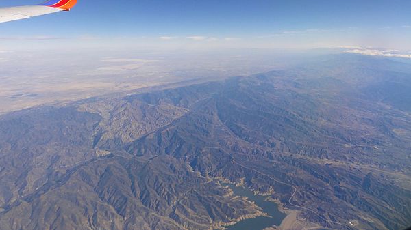 Aerial view of the Sierra Pelona Mountains and San Andreas Fault