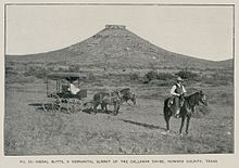 Signal Peak located 10 mi (16 km) to the southeast of Big Spring (Robert T. Hill, 1889) Signal Mountain TX 1900.jpg
