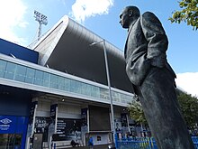 A bronze statue of former Ipswich and England manager, Sir Alf Ramsey, with one hand in his pocket