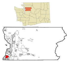 Snohomish County Washington Incorporated and Unincorporated areas Lynnwood Highlighted.svg
