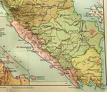 Territory of Bencoolen (pink) Southern Sumatra, De Grote Winkler Prins Encyclopedia 1910.jpg