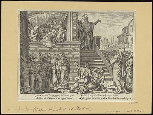 St Peter Preaching In Jerusalem 1575 print by Maarten van Heemskerck, S.I 55756, Prints Department, Royal Library of Belgium