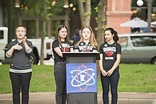 Student speakers in St. Paul, Minnesota Students speak at Rally for Science (27388892287).jpg