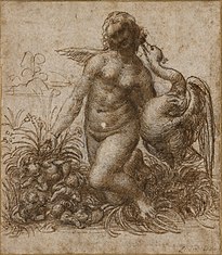 Another study by Leonardo, where the linear make-up of the shading is easily seen in reproduction
