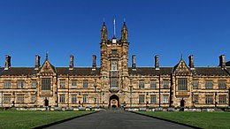 The University of Sydney in Sydney, Australia SydneyUniversity MainBuilding Panorama (cropped).jpg