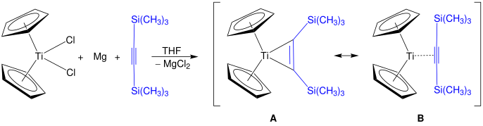 Synthesis of rosenthal reagent with titanocene.svg