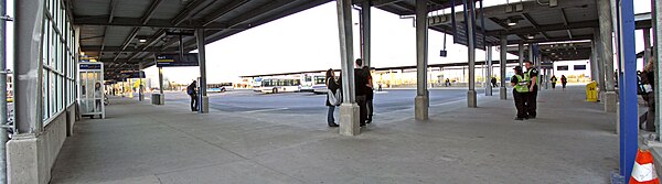 Panoramic view of the Terminus Montmorency. To the right is the entrance to the Metro station.