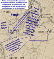 Territoire des Lilas pris sur les communes voisines en 1867