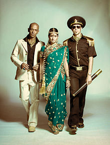 Shourov Bhattacharya, Parvyn Kaur Singh and Andy Williamson The Bombay Royale Triad.jpg