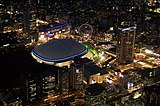 東京ドームおよび東京ドームホテルを望む空中写真（2008年4月撮影）