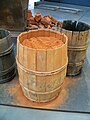 A keg of ochre pigment at the ochre mines in Roussillon.