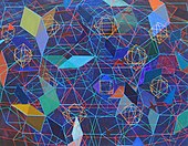 Four-dimensional geometry in Painting 2006-7 by Tony Robbin Tony Robbin artwork.JPG