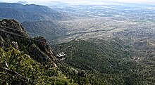 View from Sandia Crest on the city of Albuquerque and Sandia Peak Tramway