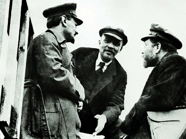 Leon Trotsky, Vladimir Lenin and Lev Kamenev
