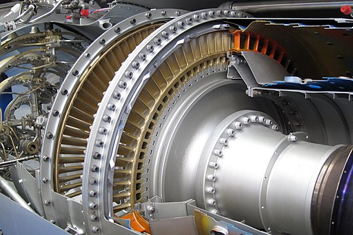 Turbine of a sectioned Rolls-Royce Turboméca Adour turbofan