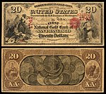 alt1=$20 National Gold Bank Note, The First National Gold Bank of San Francisco