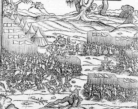 The Battle of Varna, as depicted in the 1564 edition of Martin Bielski's Polish Chronicle