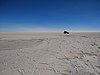 A vehicle on the Salar, the kind usually used for organized tours