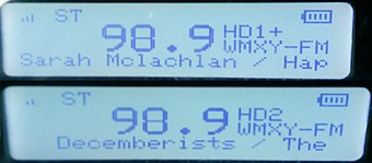 WMXY's HD Radio Channels on a SPARC Radio with PSD.