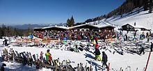 lunch in Tyrol Waidring Stallenalm ski hut 2014-03-07.jpg