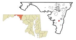 Washington County Maryland Incorporated and Unincorporated areas Keedysville Highlighted.svg