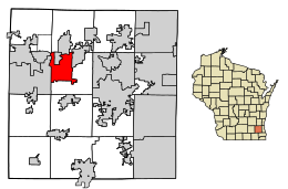 Location of Delafield in Waukesha County, Wisconsin.