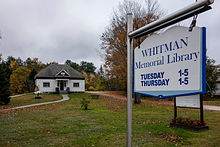 Whitman Memorial Library in Woodstock, Maine Whitman Memorial Library Oxford Maine sign 2013.jpg