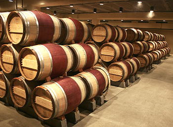 English: Oak wine barrels at the Robert Mondav...