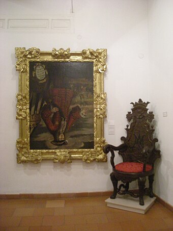 Portrait of Philip V of Spain exhibited upside down in the Museum of Almodí [es], Xàtiva, for having burned the city in 1707.