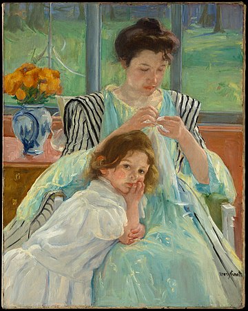 Young Mother Sewing