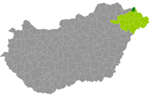 okres Záhony na mapě Maďarska