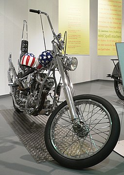 Replica of the "Captain America" bike in the Deutsches Zweirad- und NSU-Museum. ZweiRadMuseumNSU EasyRider.JPG